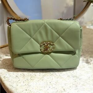 Chanel Green Quilted Leather Bag